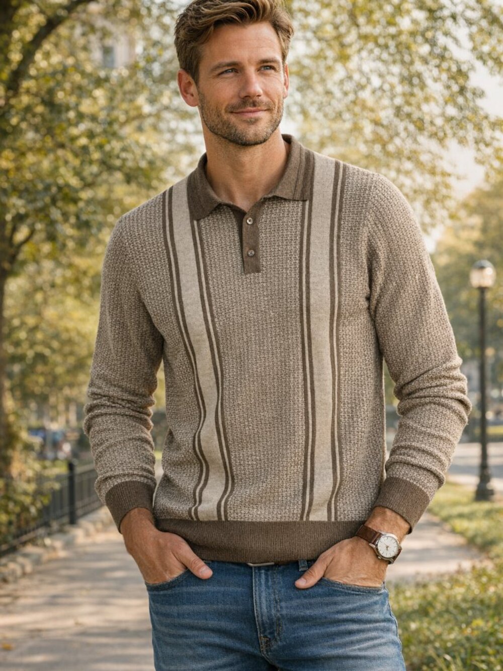 Men's Apt. 9, size XL Sleeve Patterned Stripe Polo Sweater